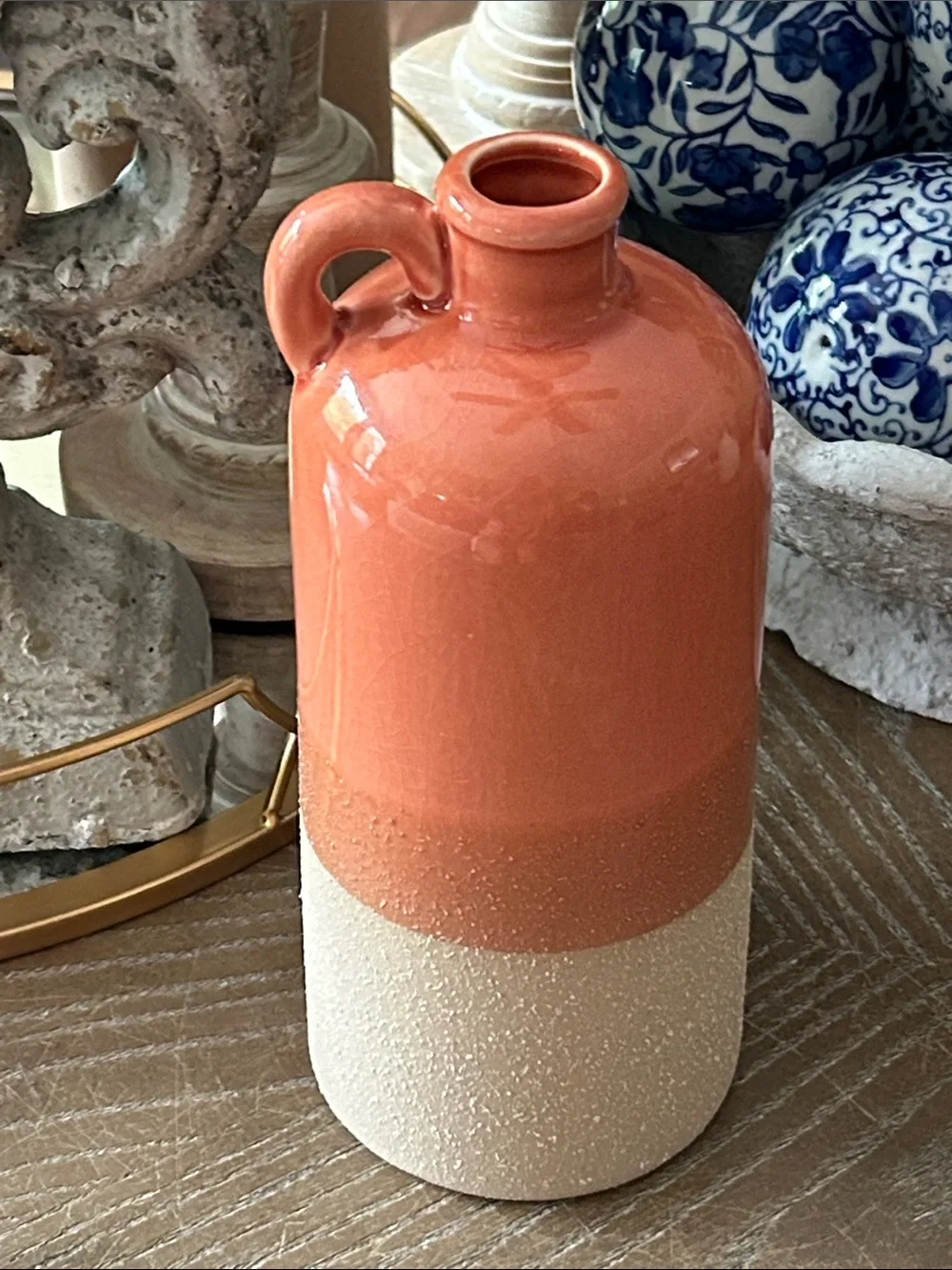 NEW! Western Terracotta Ceramic Two-Tone Southwestern Jug Vase